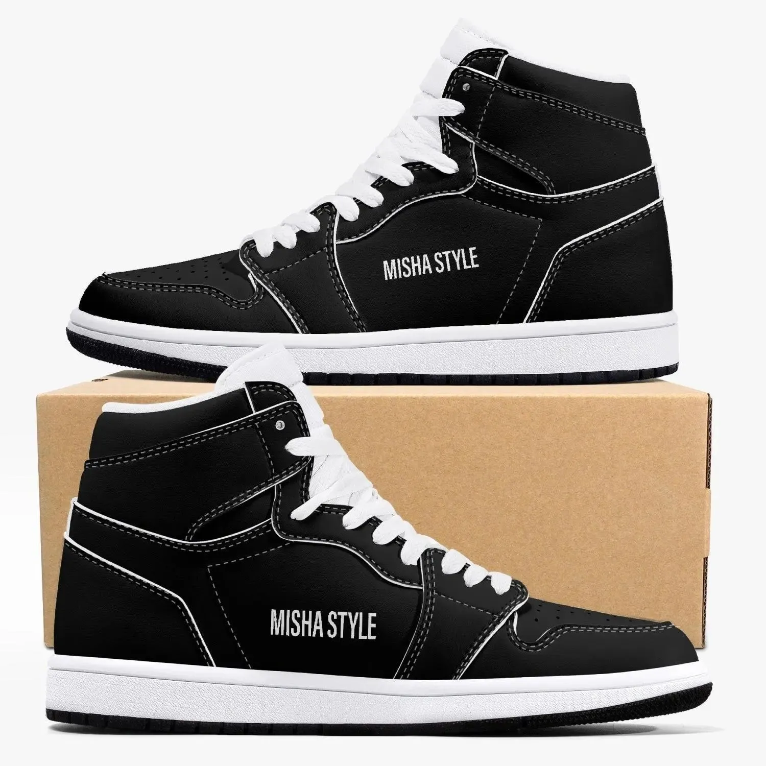 Misha Black High-Top Leather Sneakers