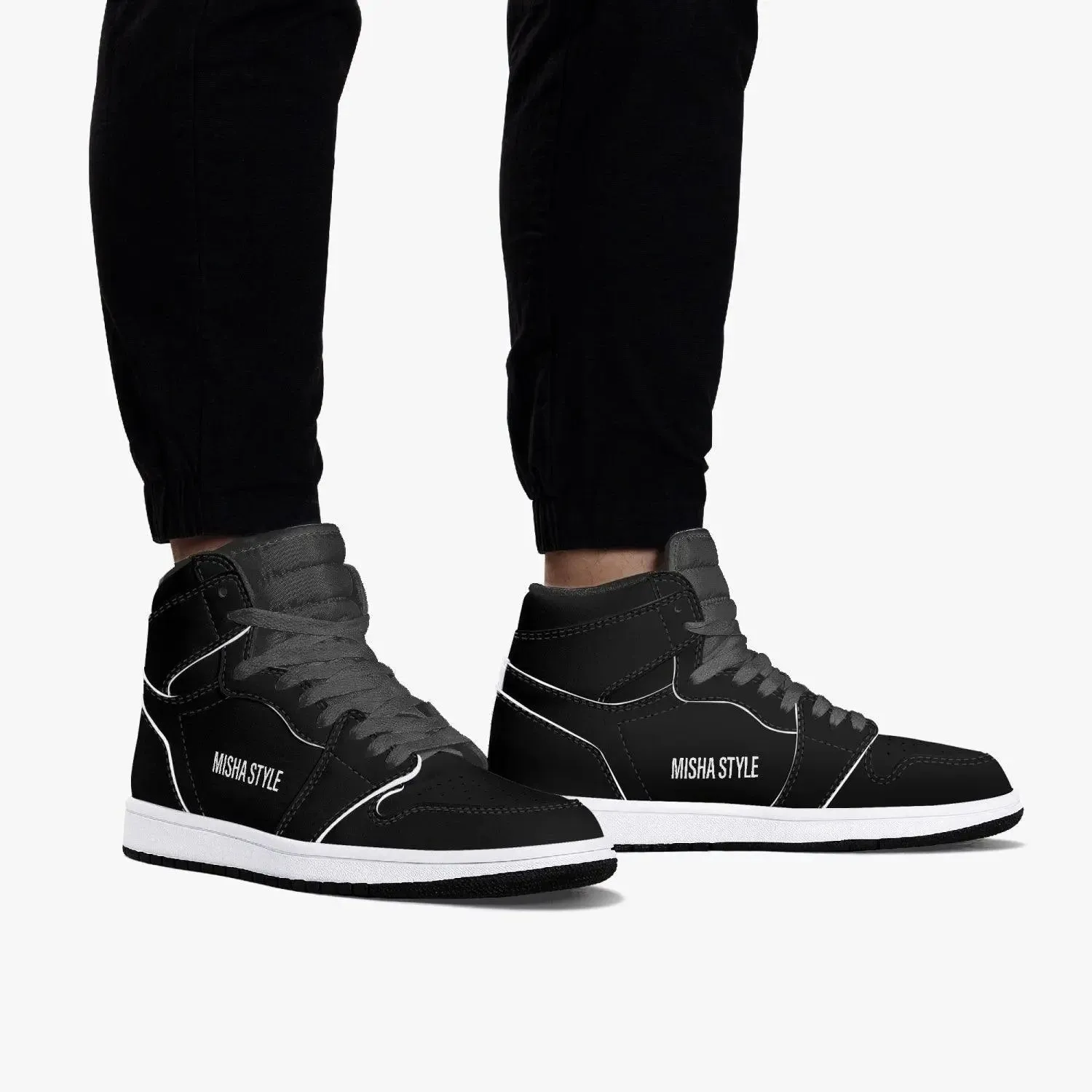 Misha Black High-Top Leather Sneakers