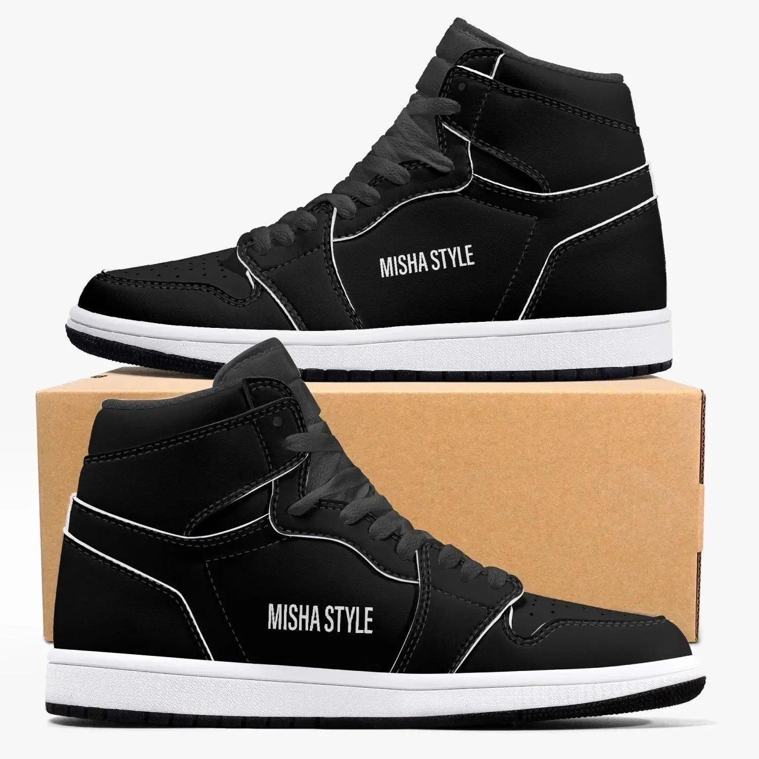 Misha Black High-Top Leather Sneakers