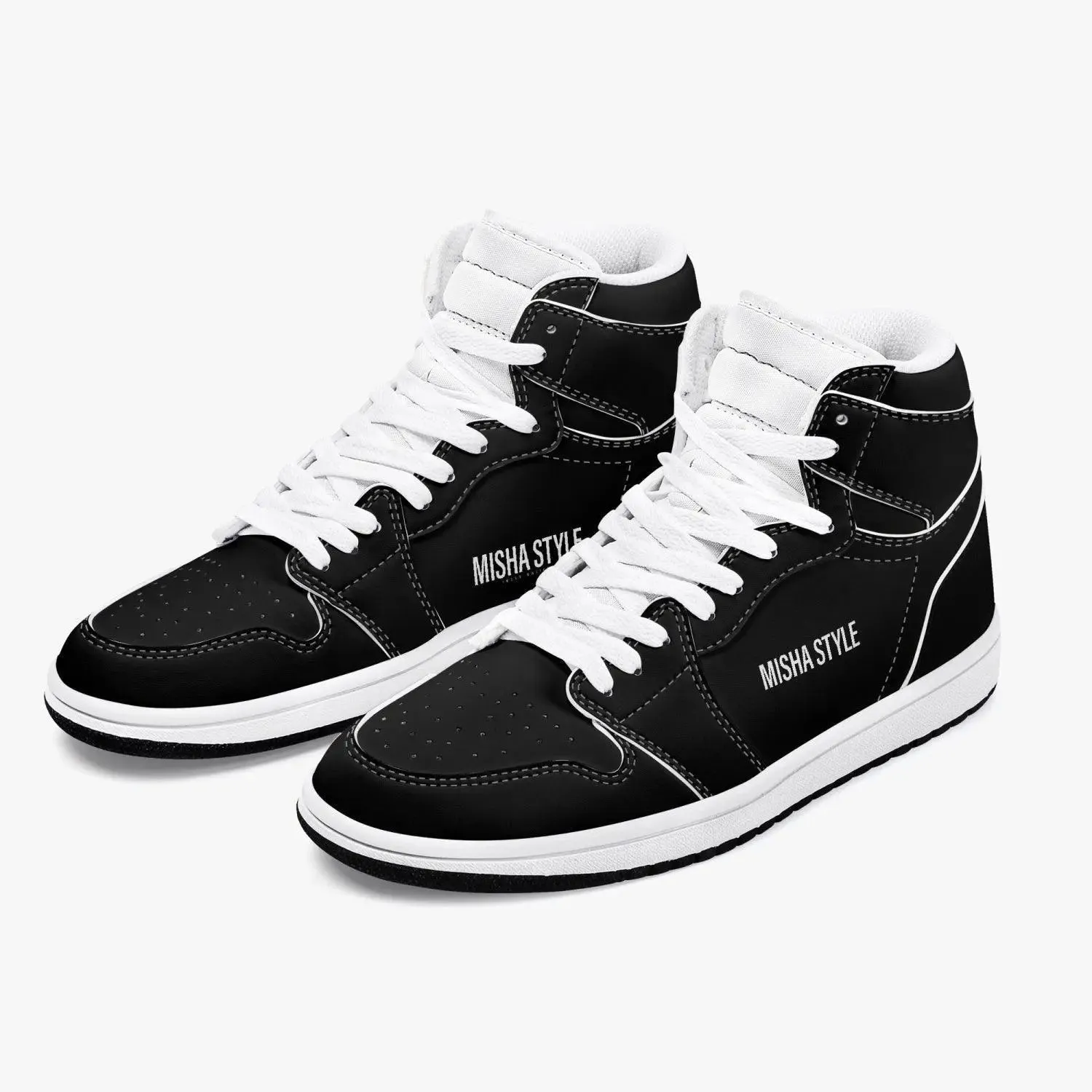 Misha Black High-Top Leather Sneakers