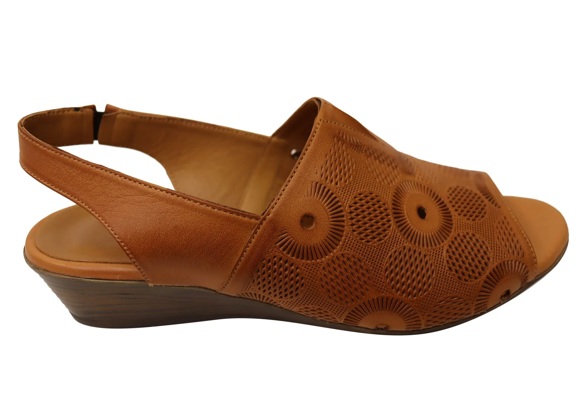 Orizonte Resley Womens European Comfortable Leather Wedge Sandals