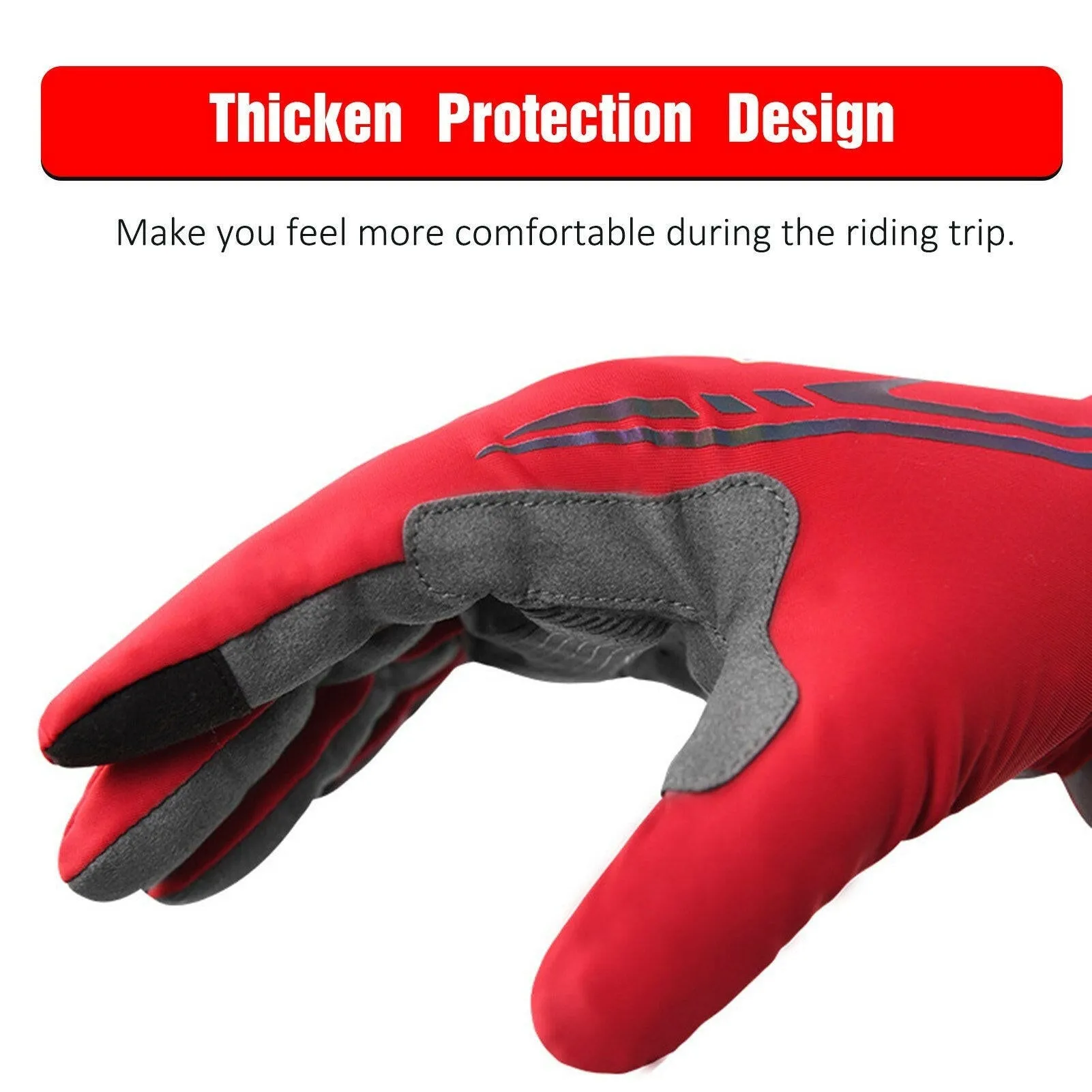 Outdoor Sports Gloves Touch Screen Design Cycling Gloves with Reflective Strips Anti-slip Gloves