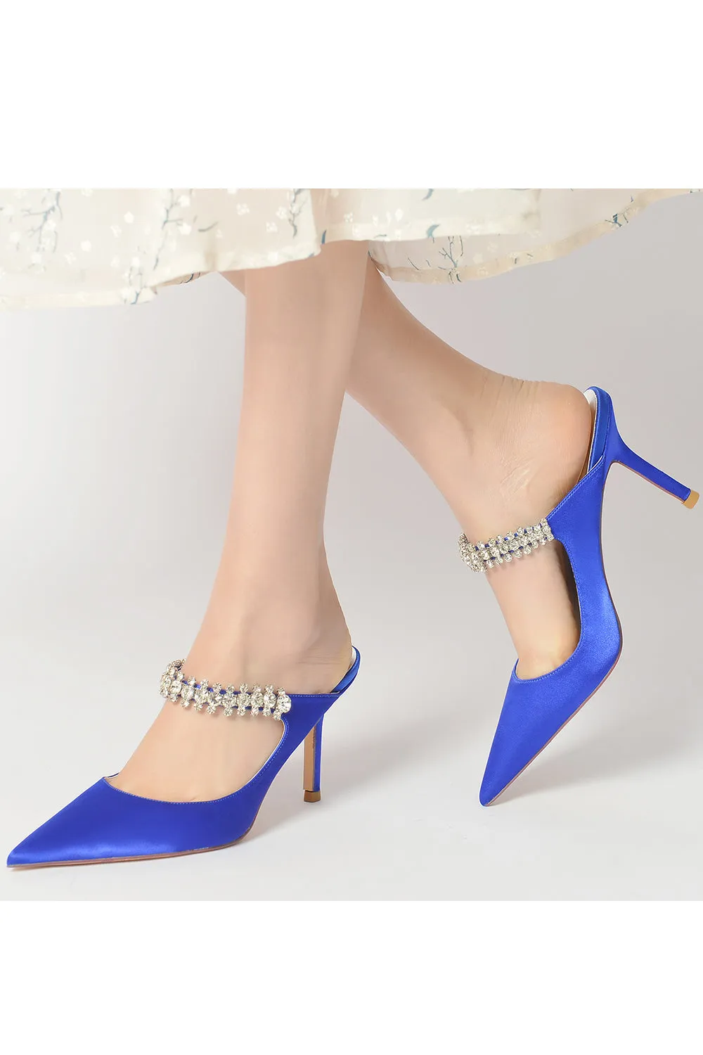 Party Pointed Toe Crystal Strap High Heels