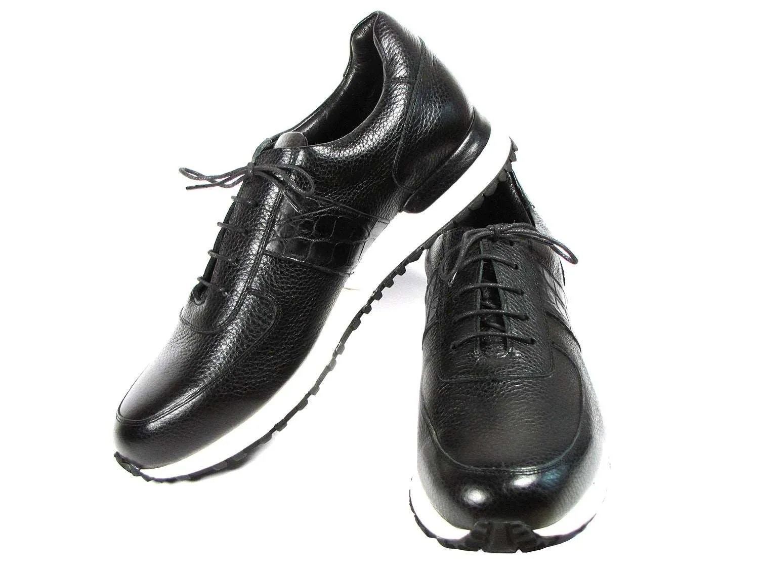 Paul Parkman Black Leather Sneakers