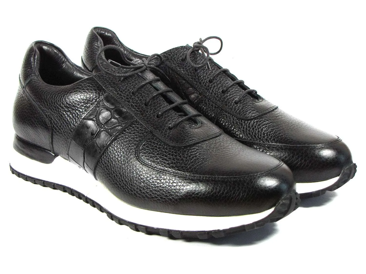 Paul Parkman Black Leather Sneakers