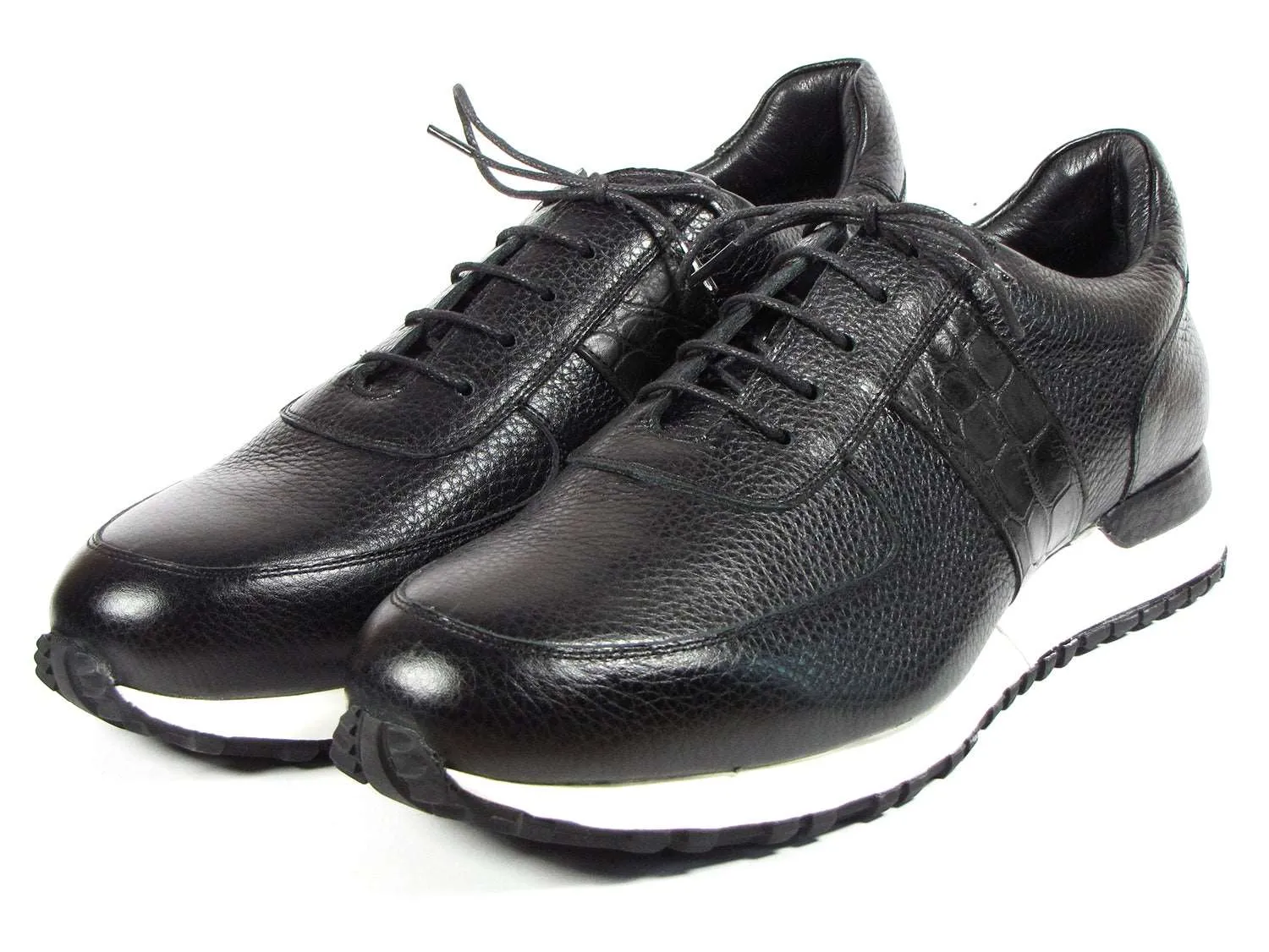 Paul Parkman Black Leather Sneakers