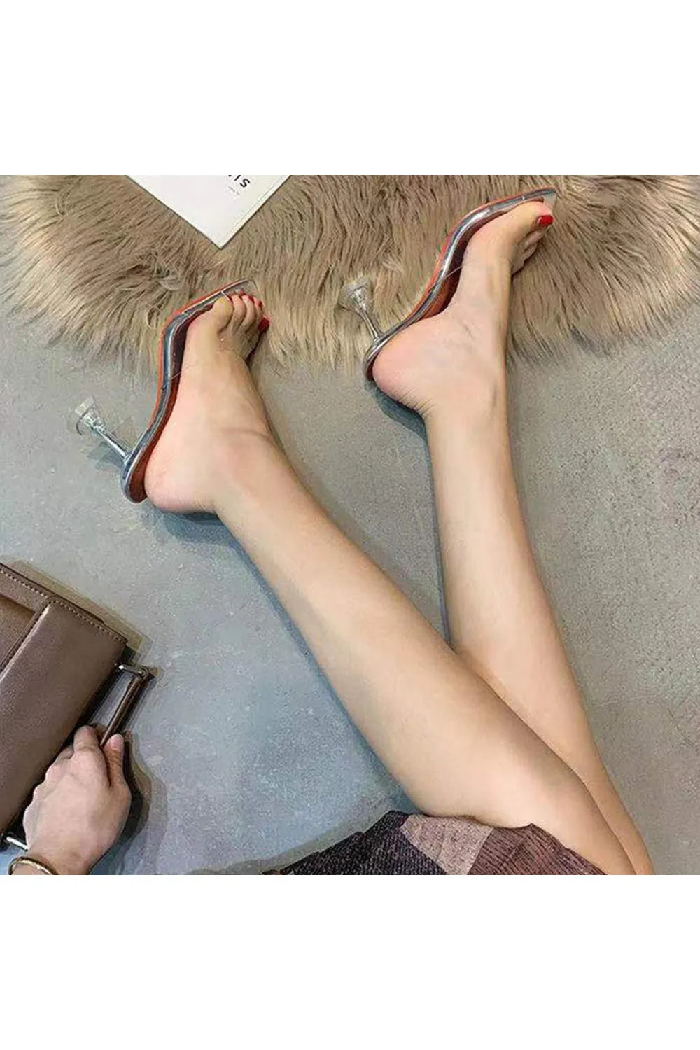 Pink High Heel Naked Mules Sandals