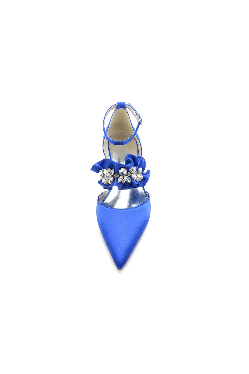 Pointed Toe Rhinestone Beaded Buckle Kitten Heels