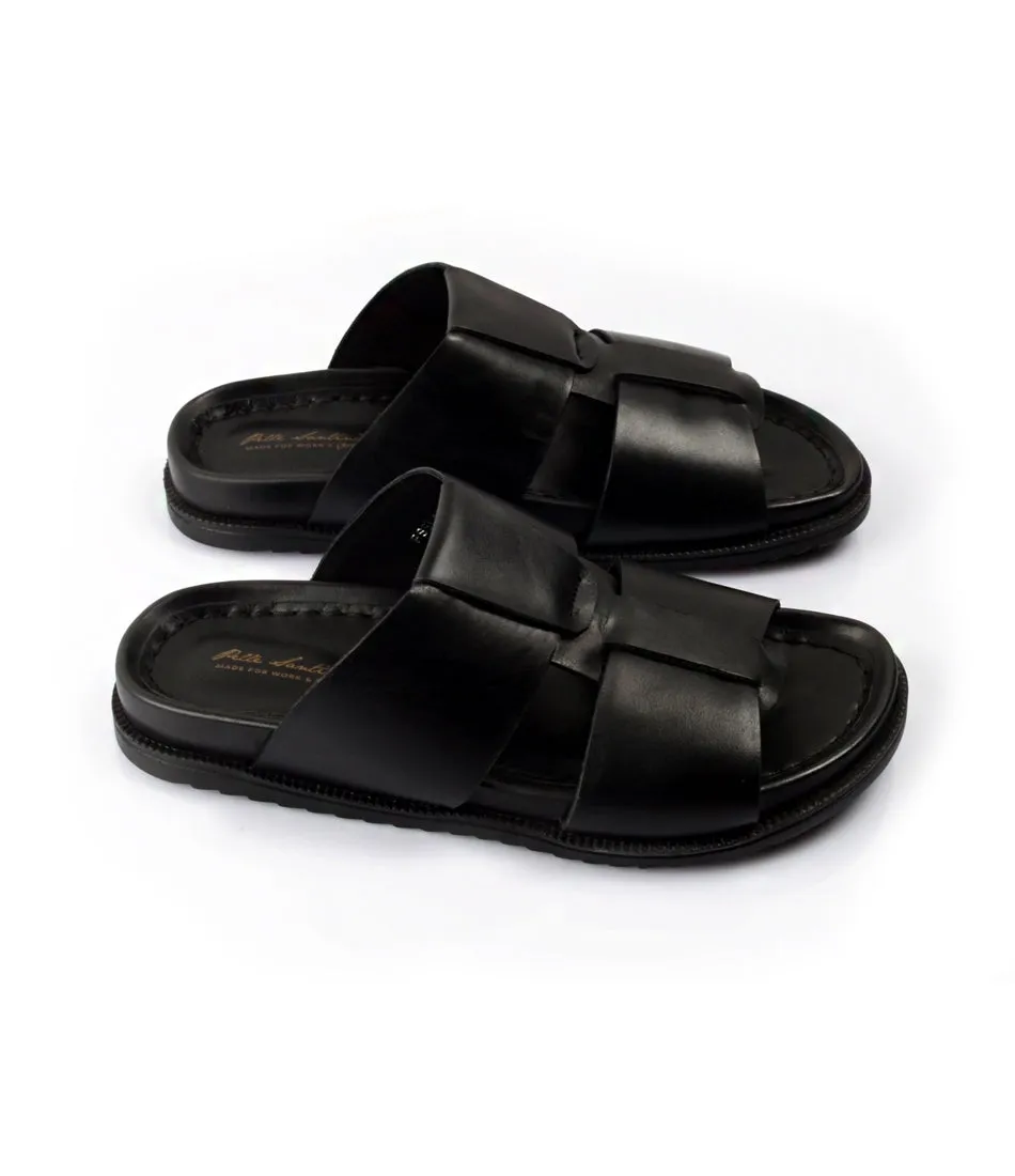 Roma Leather Slippers - Black