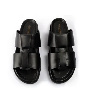 Roma Leather Slippers - Black