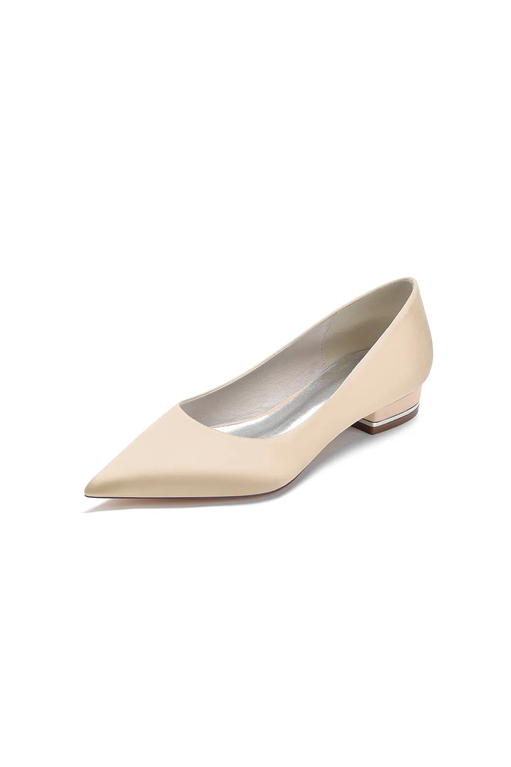 Simple Pointed Toe Satin Low Heels