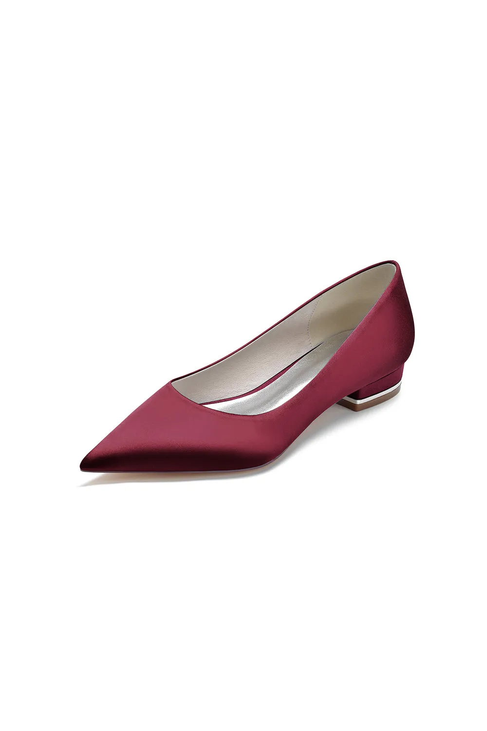 Simple Pointed Toe Satin Low Heels