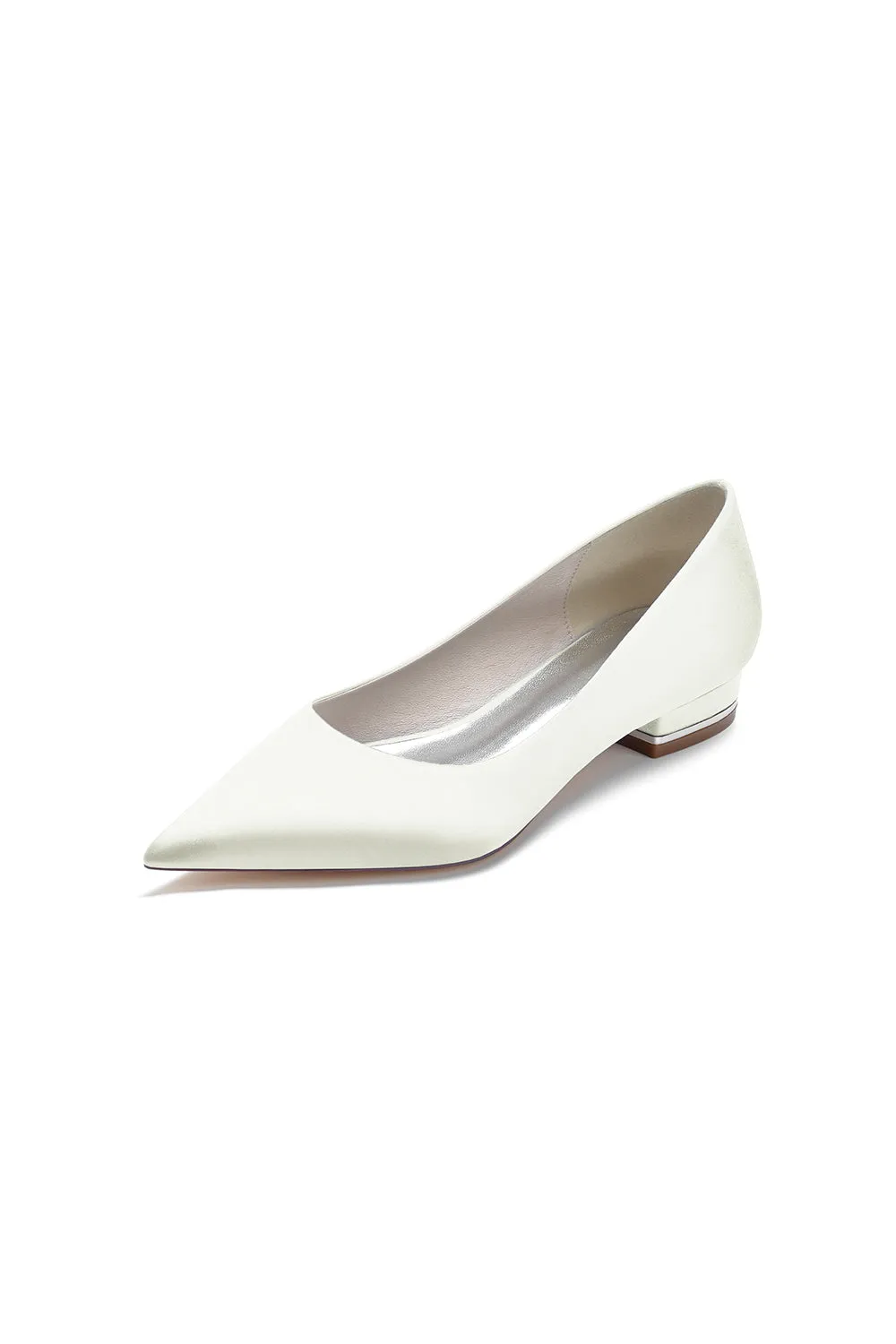 Simple Pointed Toe Satin Low Heels