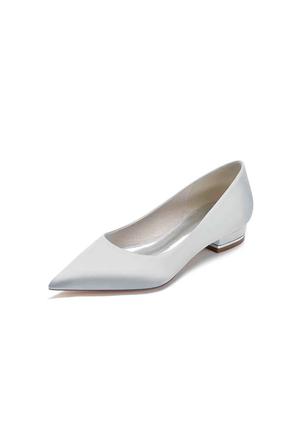 Simple Pointed Toe Satin Low Heels