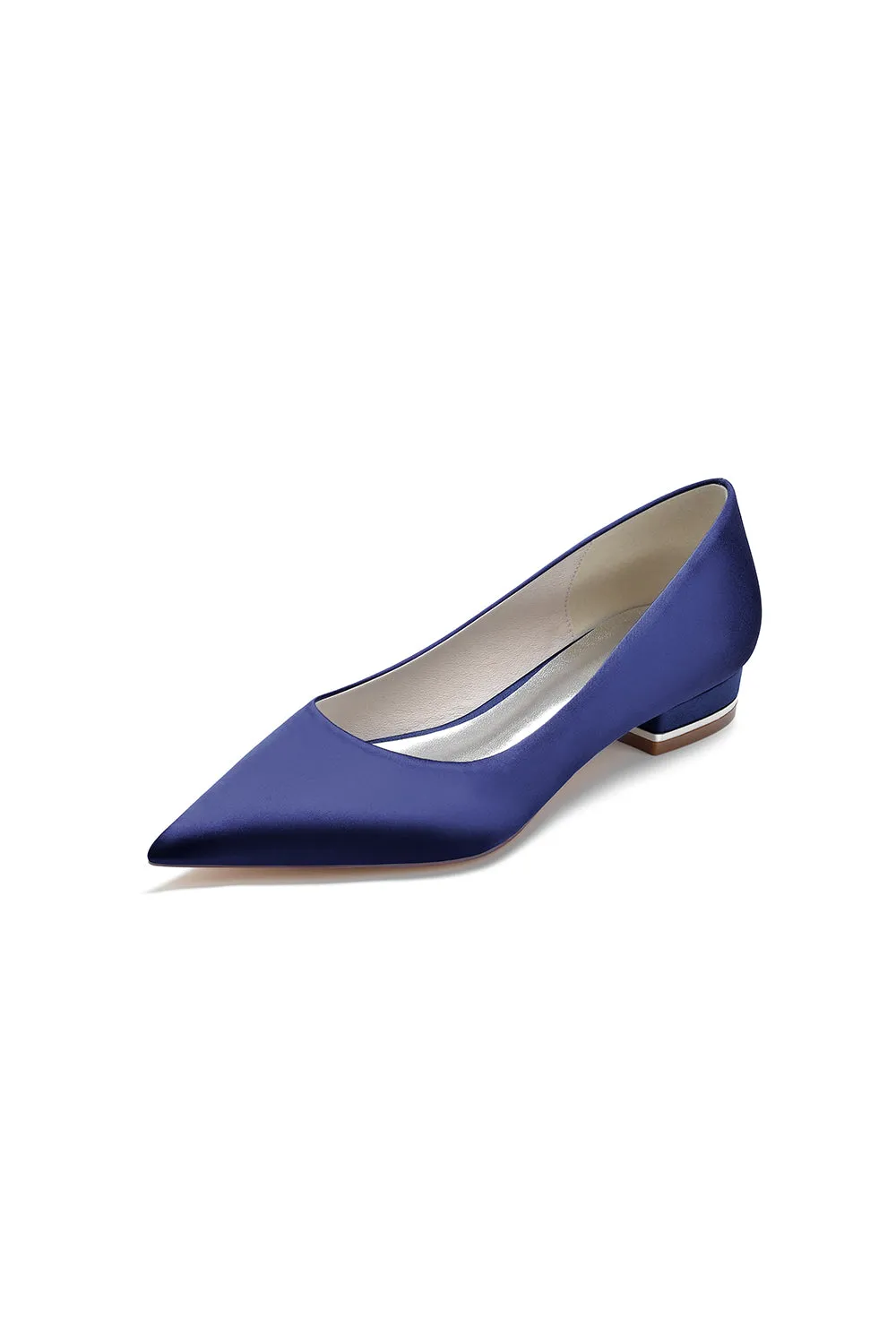 Simple Pointed Toe Satin Low Heels