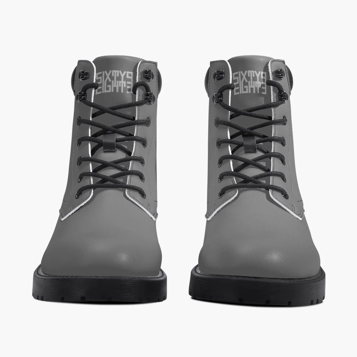 Sixty Eight 93 Logo White Grey Leather Boots