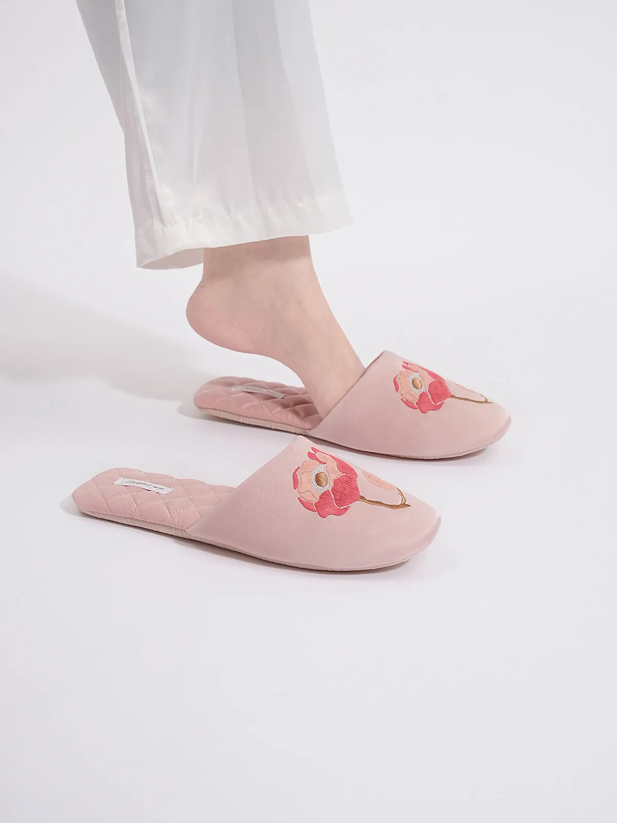 Soft Sole Floral Motif Slippers