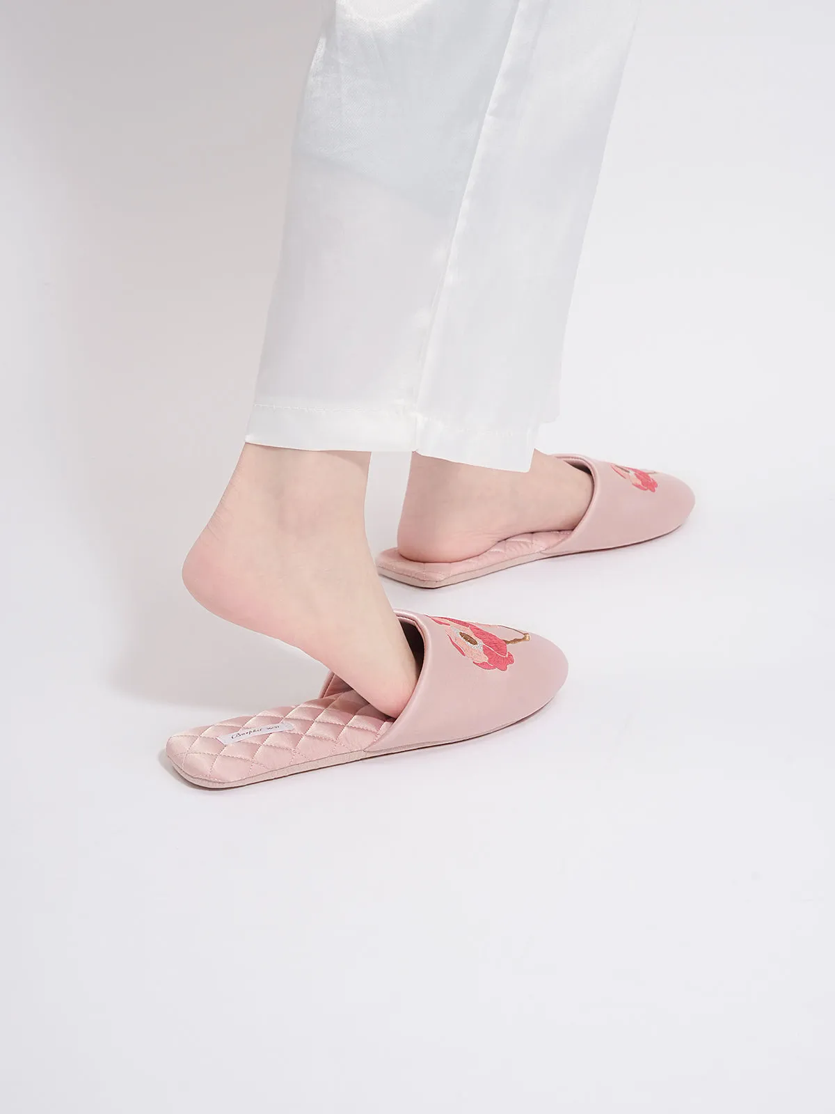 Soft Sole Floral Motif Slippers