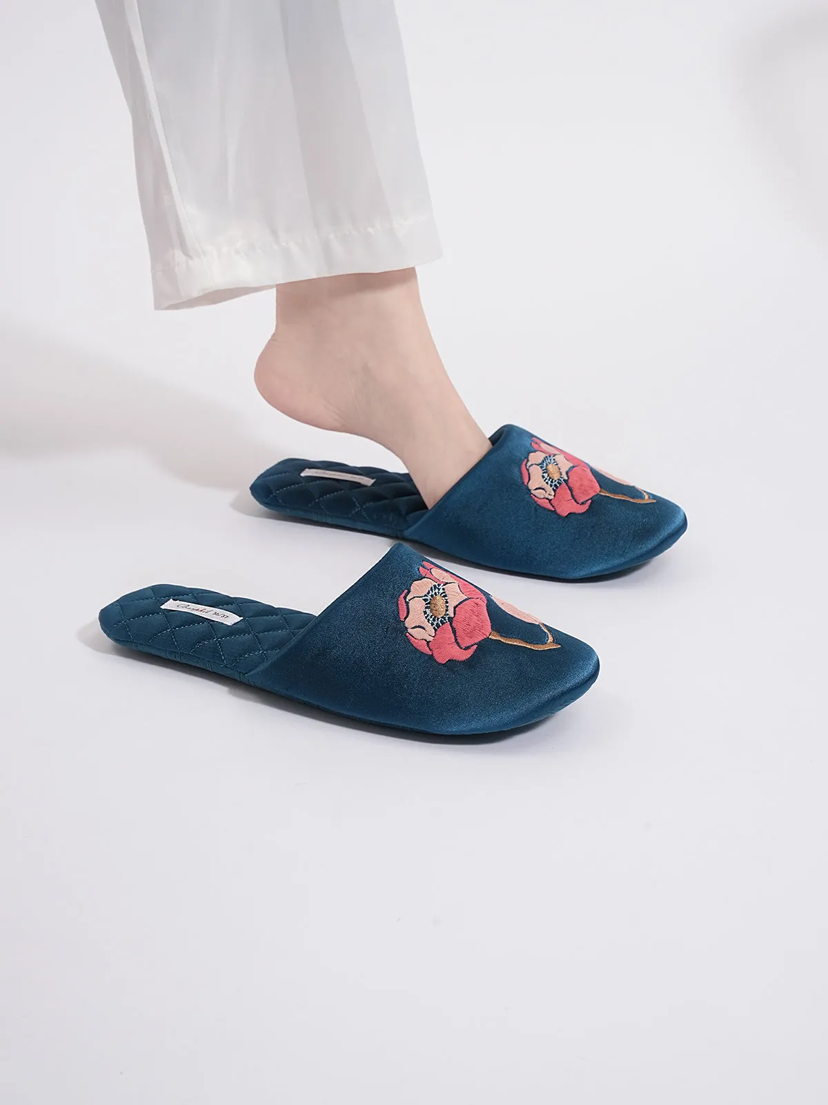 Soft Sole Floral Motif Slippers