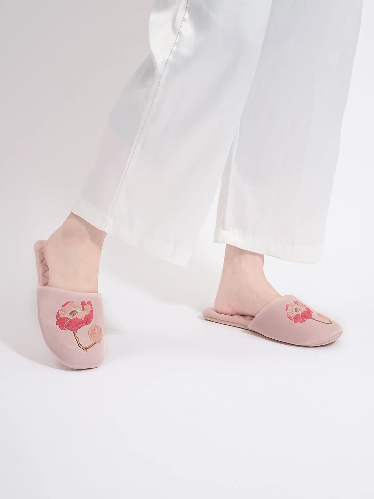 Soft Sole Floral Motif Slippers