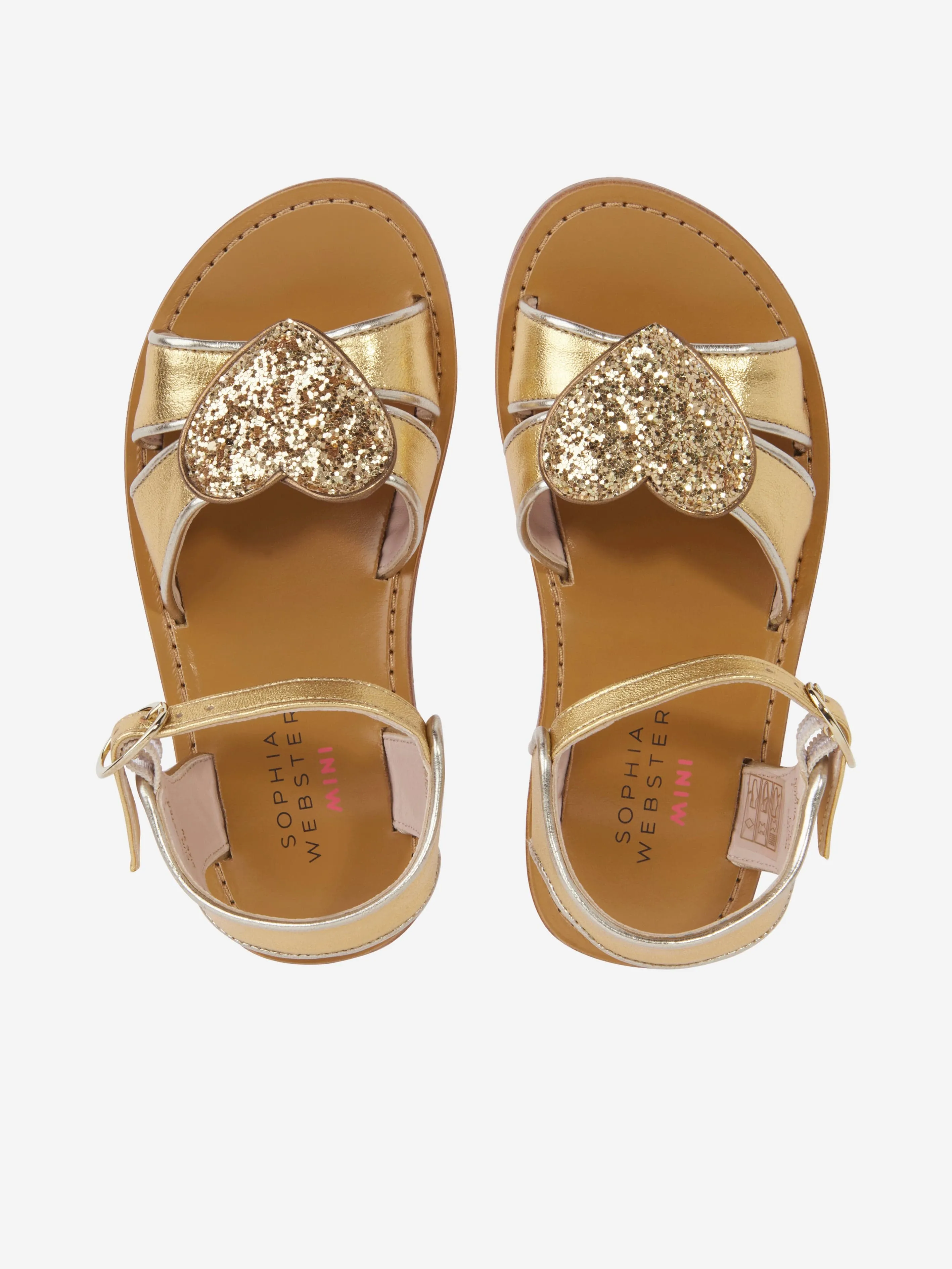 Sophia Webster Girls Leather Amora Sandals in Gold