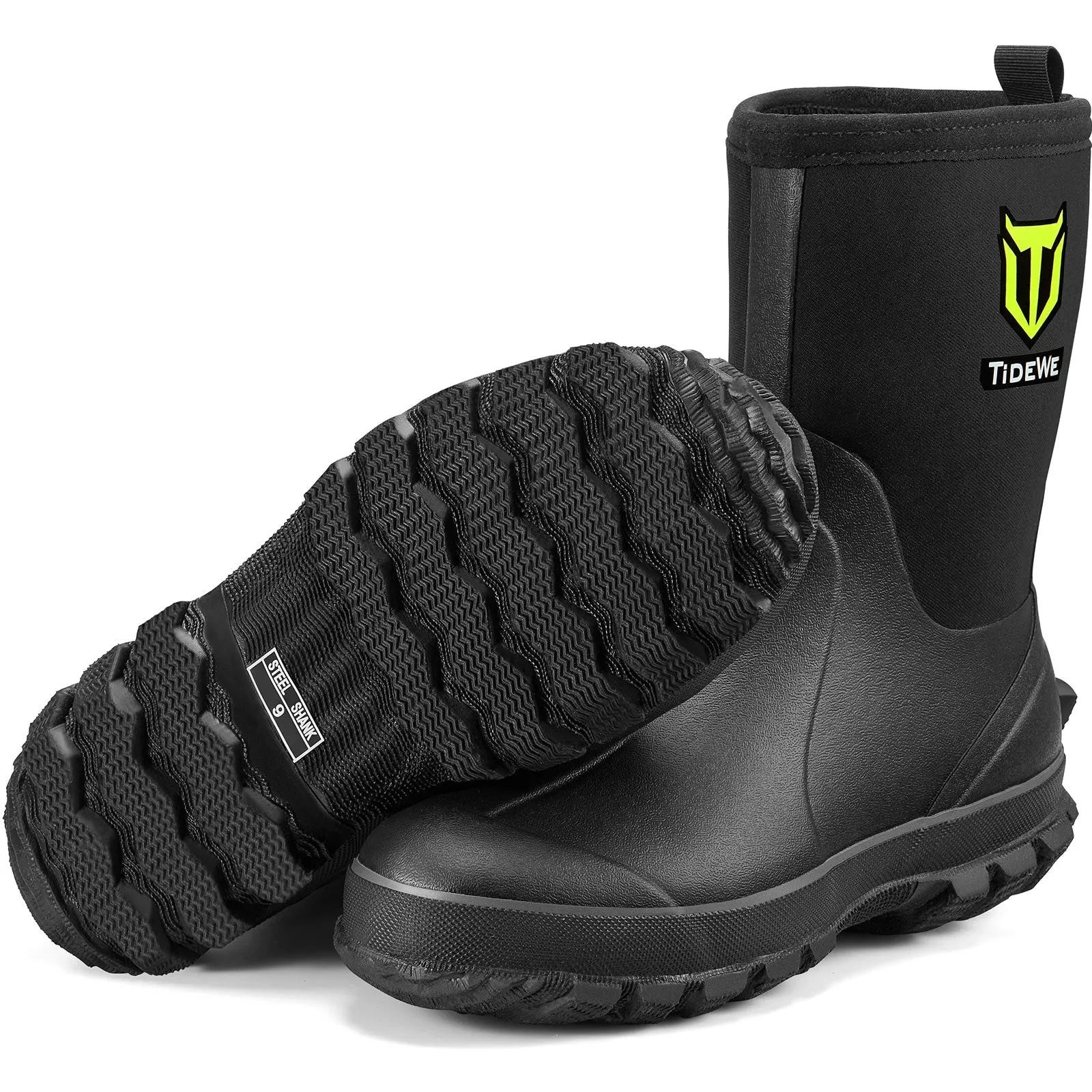 TideWe® Rubber Neoprene Boots for Men Mid Hunting Boots Outdoor Work Shoes