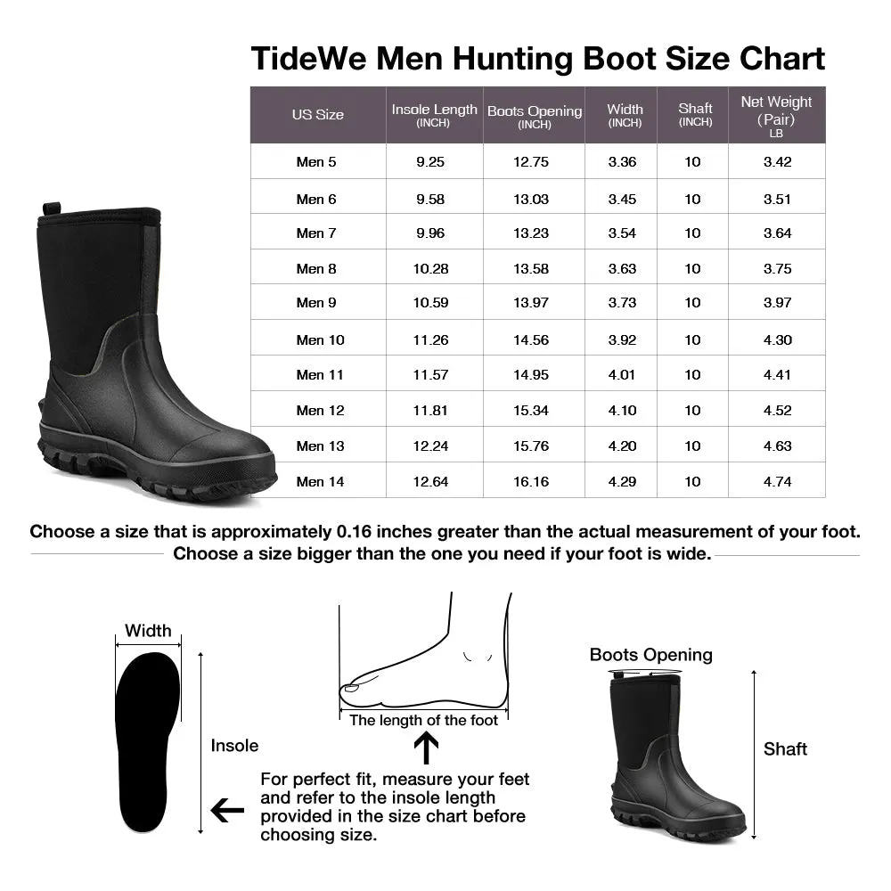 TideWe® Rubber Neoprene Boots for Men Mid Hunting Boots Outdoor Work Shoes