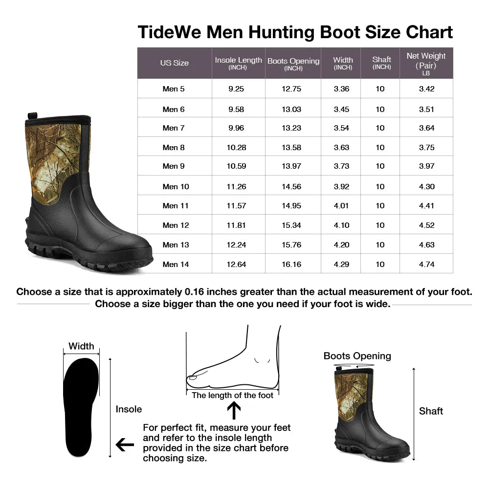 TideWe® Rubber Neoprene Boots for Men Mid Hunting Boots Outdoor Work Shoes