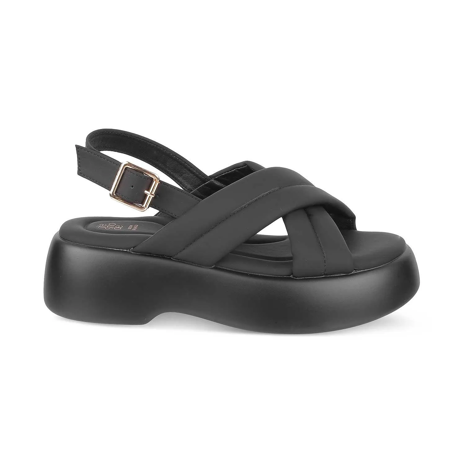 Tresmode Lonir Black Women's Dress Wedge Sandals