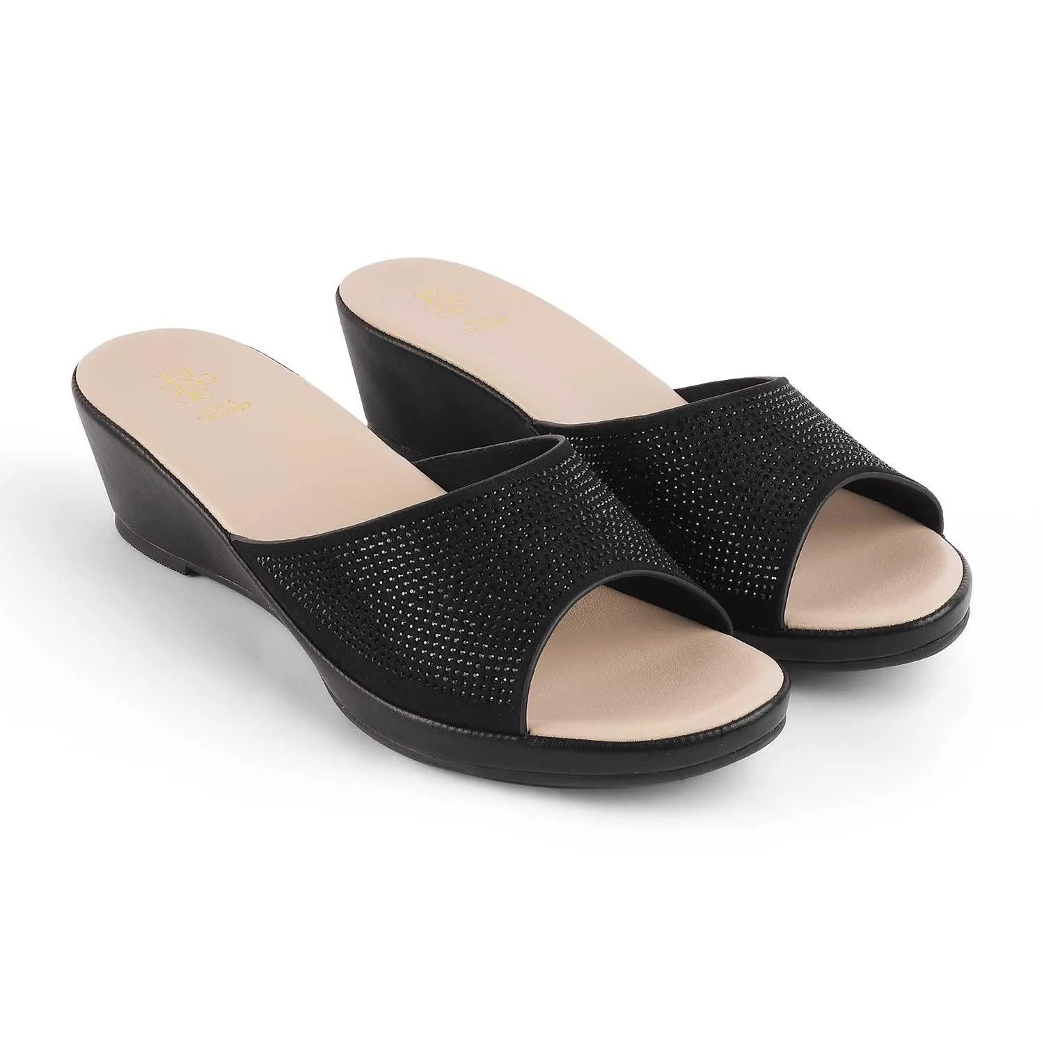 Tresmode Treyork Black Women's Dress Wedge Sandals