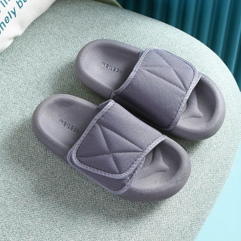 Velcro Slippers Women Soft Sole Canvas Home Slipeers House Shoes For Women Couple