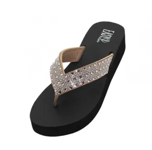 W488L-RG -  Women's Rhinestone Wedge Sandals