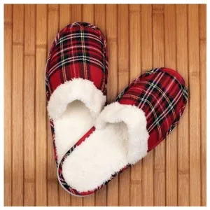 Warm Toe Tartan Closed Slipper 100% Terry Cotton