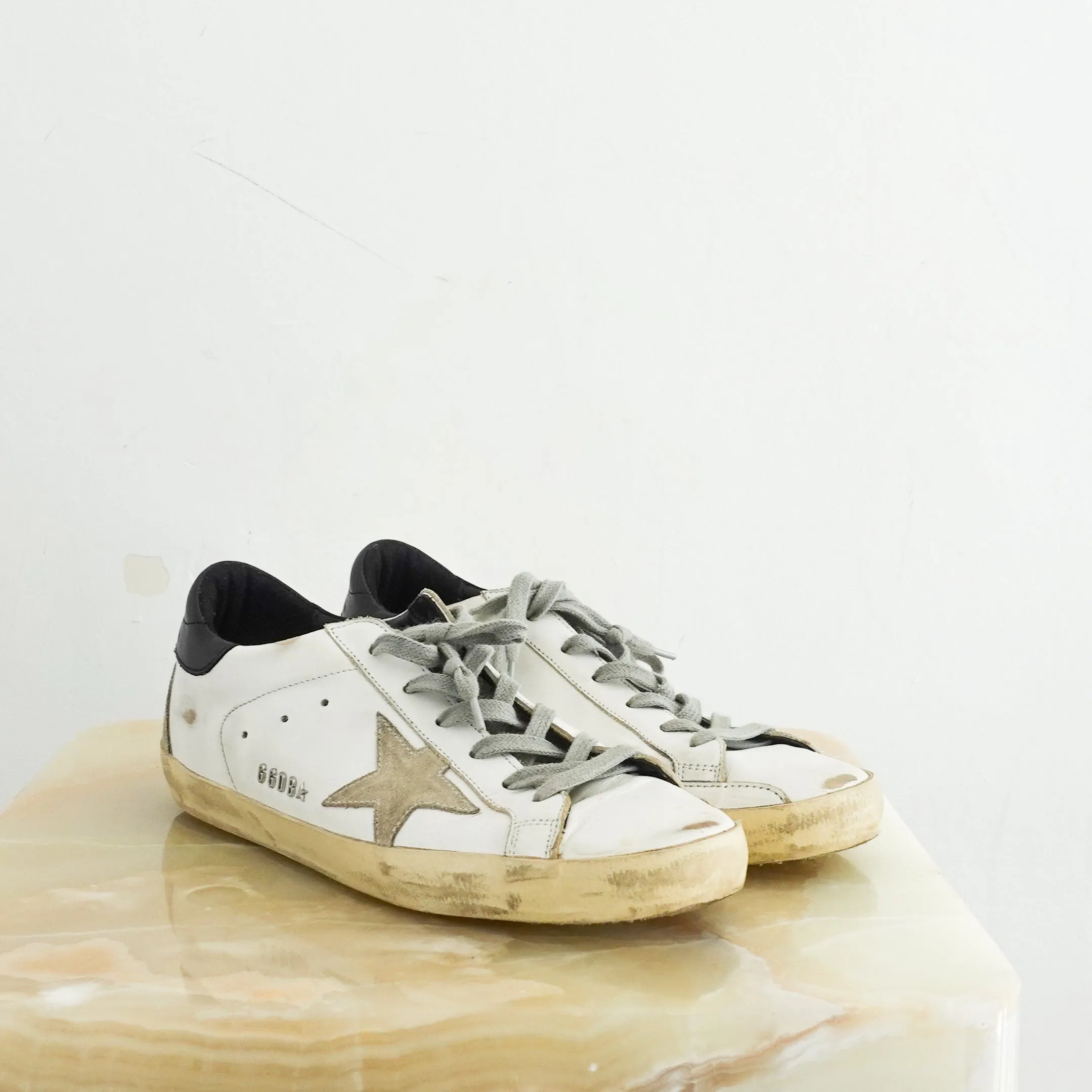 White Super Star Distressed Trainers RRP £450