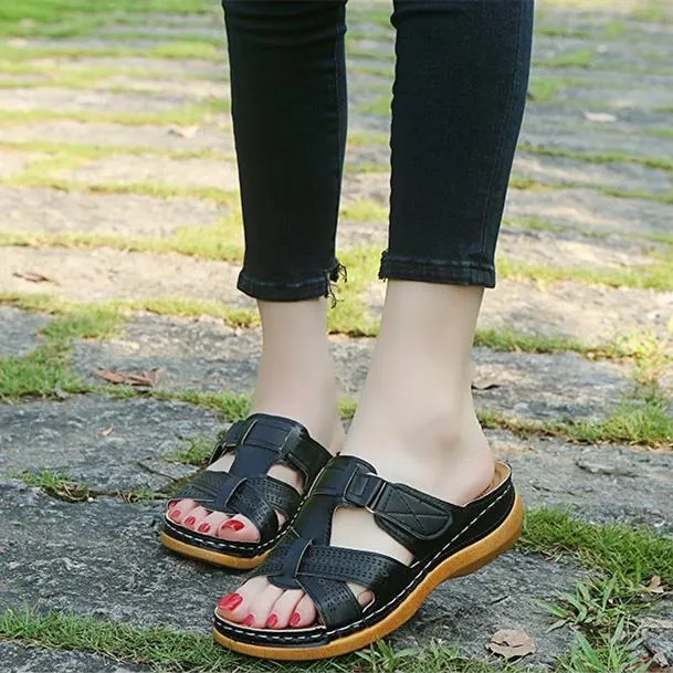 Women low heel slip on summer outdoor comfortable sandals