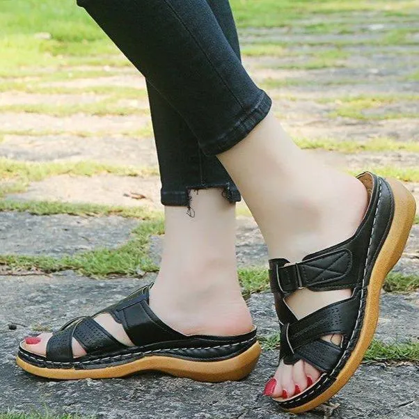 Women low heel slip on summer outdoor comfortable sandals