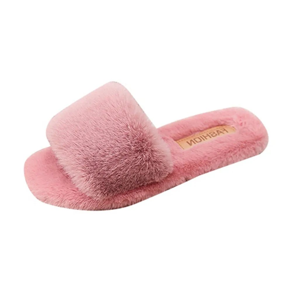 Women Soft Plush Faux Fur Slippers