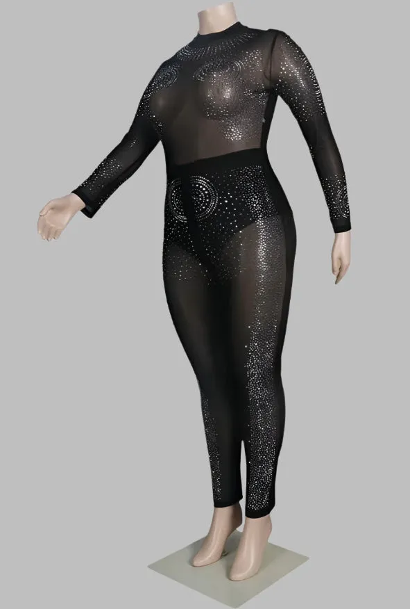 WOMEN"Elegant Sheer Plus Size Jumpsuit"