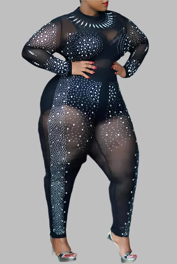 WOMEN"Elegant Sheer Plus Size Jumpsuit"