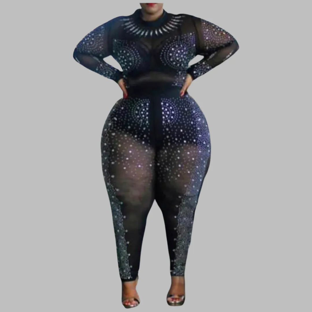 WOMEN"Elegant Sheer Plus Size Jumpsuit"