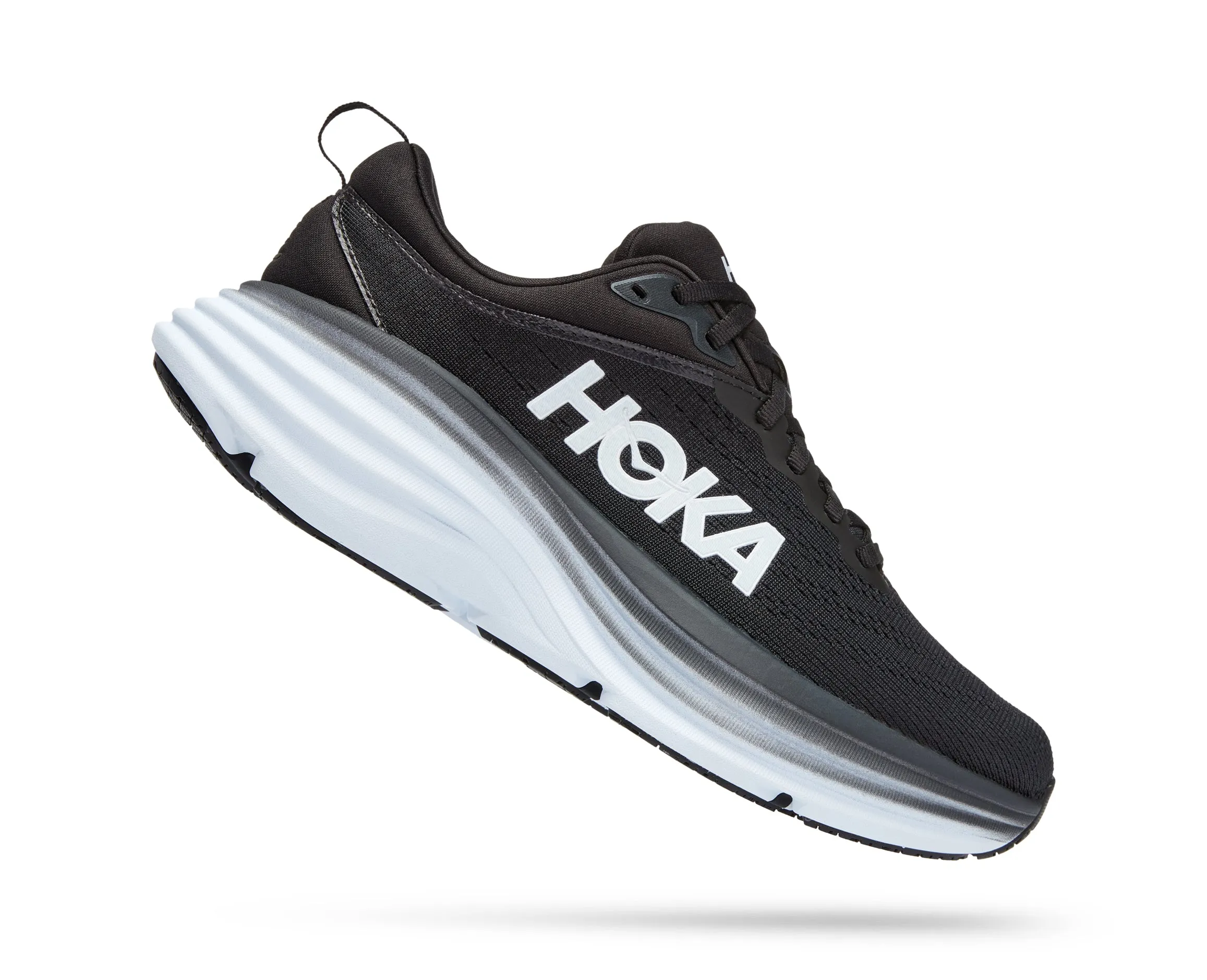 Women's Hoka Bondi 8 Color: Black/White (WIDE WIDTH)