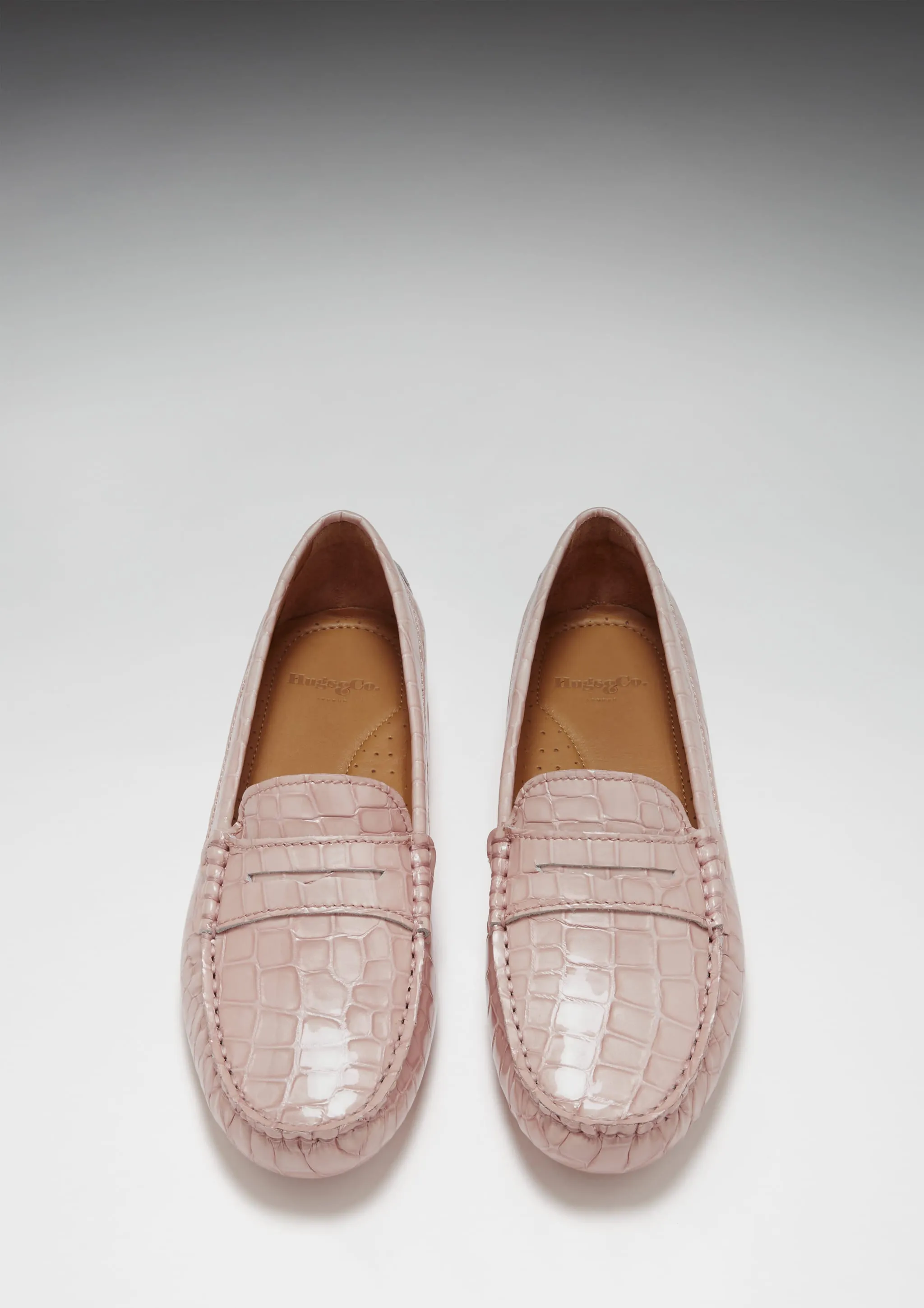 Women's Penny Driving Loafers, powder pink print patent leather