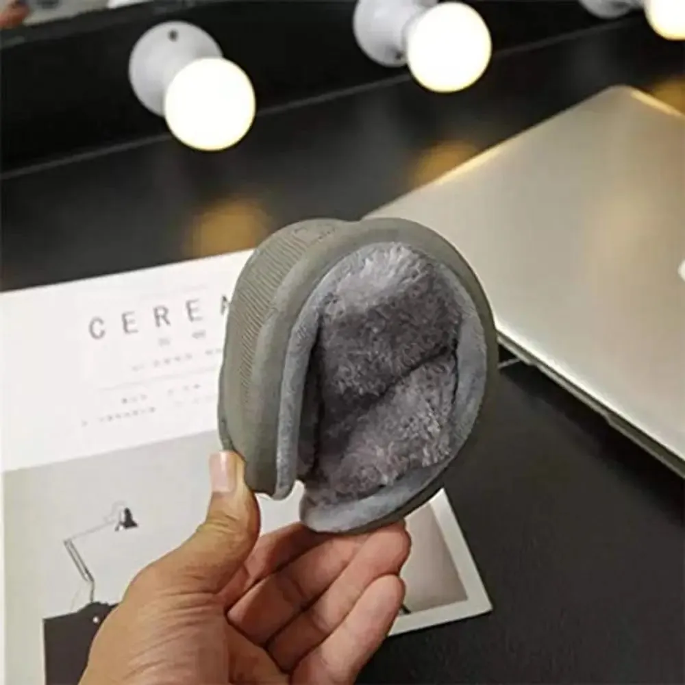 Women's Stylish Comfy Solid Grey Fur Open-Toe Slides