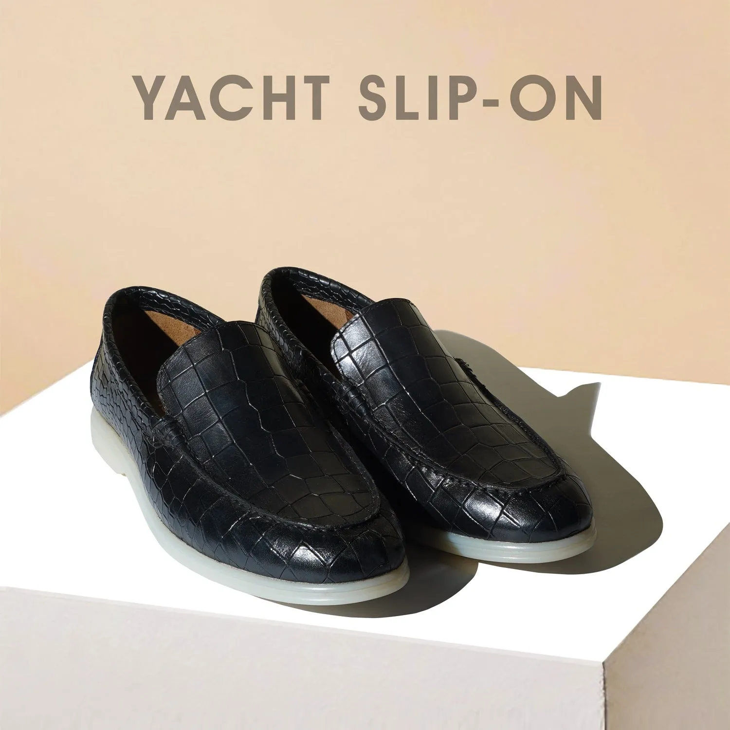 Yacht Slip-On Shoes in Black Croco