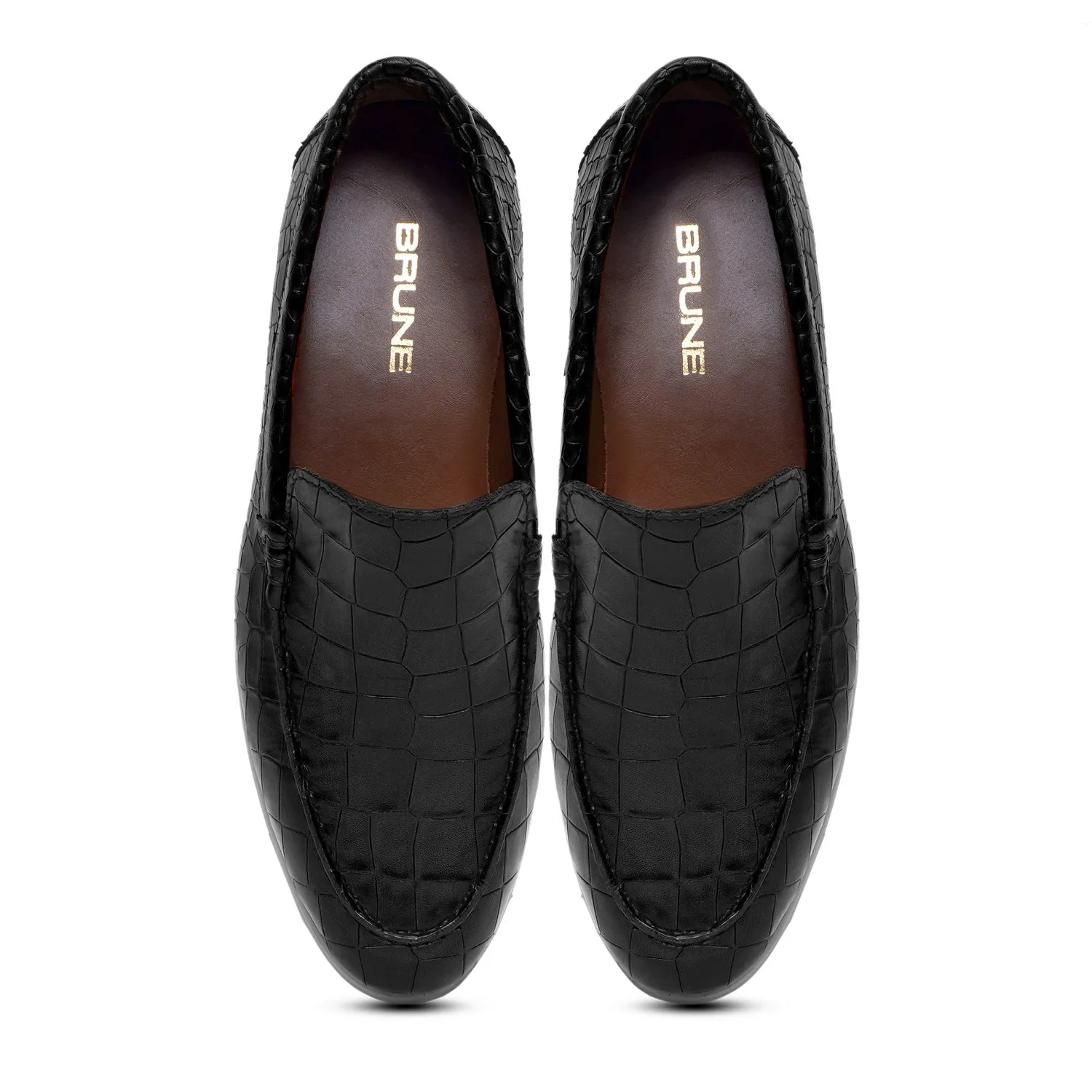 Yacht Slip-On Shoes in Black Croco